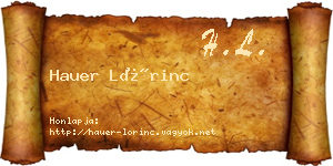 Hauer Lőrinc névjegykártya