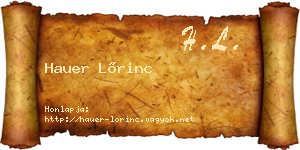 Hauer Lőrinc névjegykártya